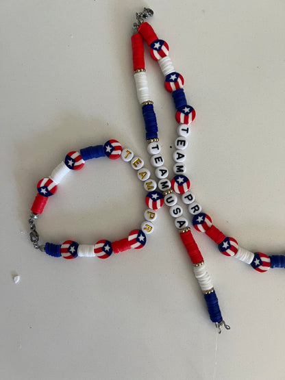 Little Boss Clay Bead Bracelet - Team Puerto Rico or Team USA