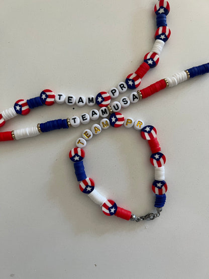 Little Boss Clay Bead Bracelet - Team Puerto Rico or Team USA