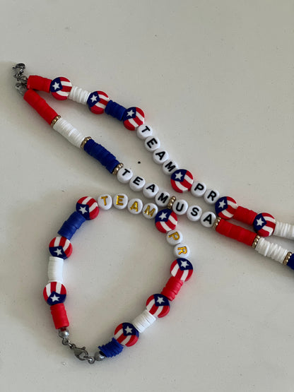 Little Boss Clay Bead Bracelet - Team Puerto Rico or Team USA