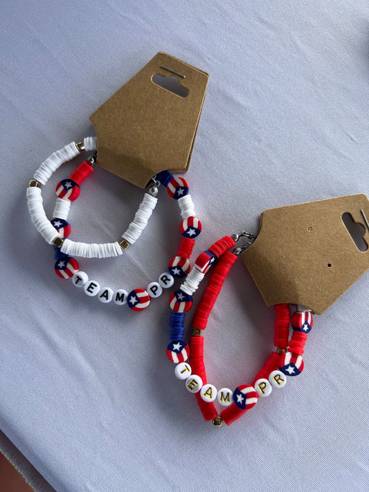 Little Boss Clay Bead Bracelet - Team Puerto Rico or Team USA